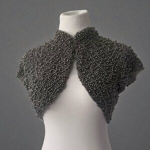 AIDAN MATTOX Pearl Tulle Bride Bolero Shrug Cropped Cape Sleeve Jacket